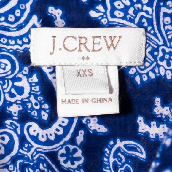 J. Crew Women's Blouse Blue White Paisley Half Button Long Sleeve Shirt Top XXS - Picture 3 of 8